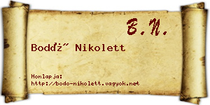 Bodó Nikolett névjegykártya